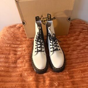 Dr. Martens White Lace-Up Boots with Black Accents